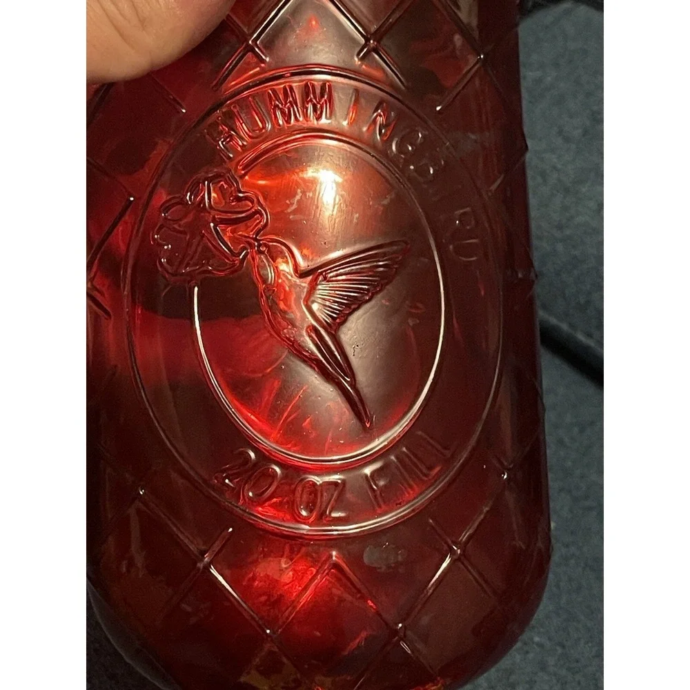 20oz Vintage Red Glass‎ Bottle Hummingbird Feeder Perky Pet Nectar Feeder Hanger